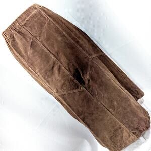 DENIM & CO.! LUXURIOUS TOASTY TAN BROWN GENUINE SUEDE LEATHER SKIRT! SZ M